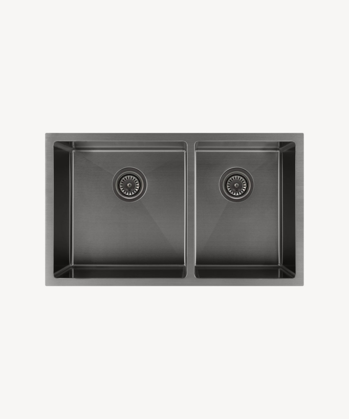 Lavello da cucina doppio 760 mm - gunmetal spazzolato - Jaboty