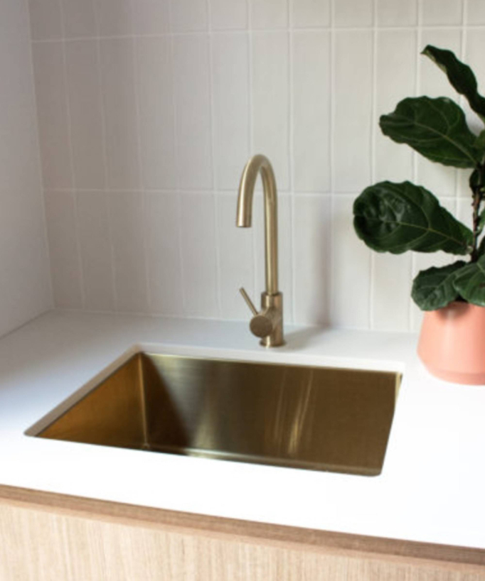 Lavello da cucina singolo 550 mm - ottone spazzolato - Ohia - small