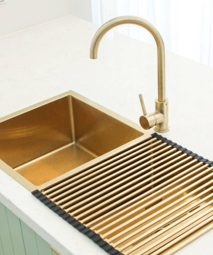 Lavello da cucina doppio 855 mm - ottone spazzolato - Tilia