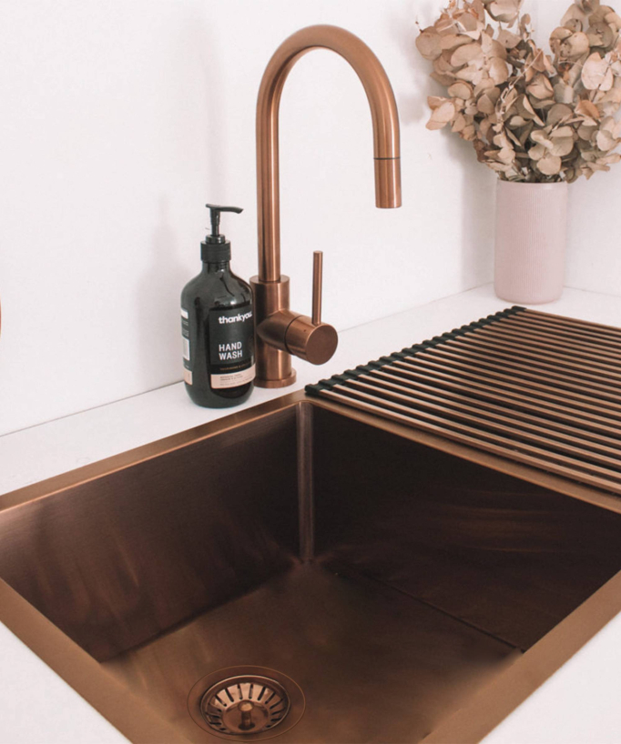 Lavello da cucina doppio 855 mm - rame spazzolato - Tilia - small