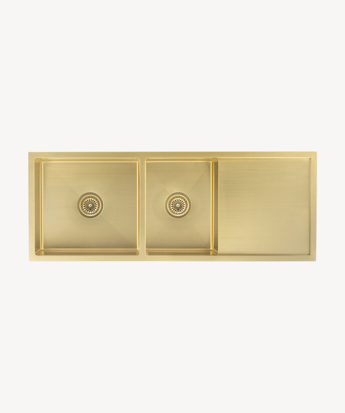 Lavello da cucina doppio 1180 mm - ottone spazzolato - Filao