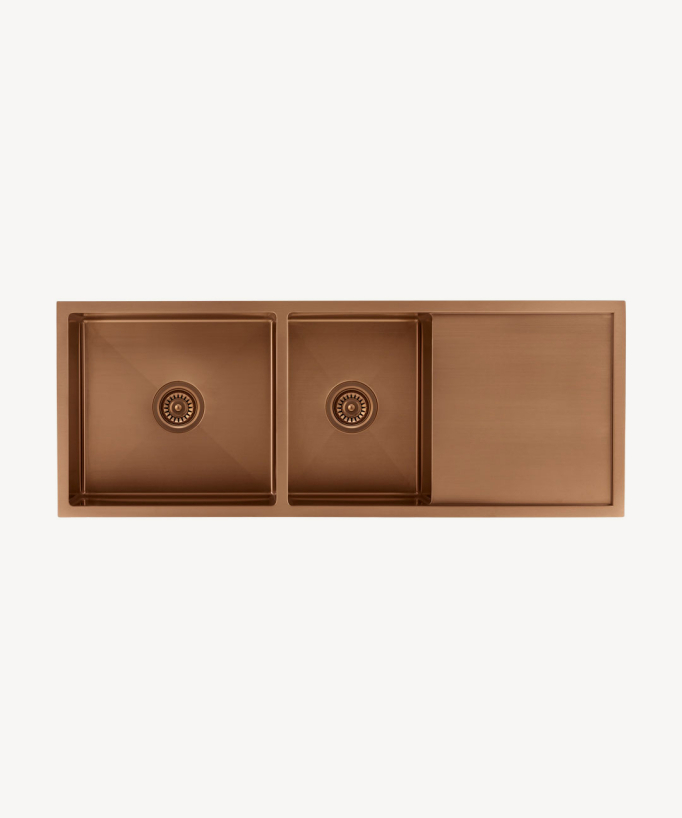 Lavello da cucina doppio 1180 mm - rame spazzolato - Filao