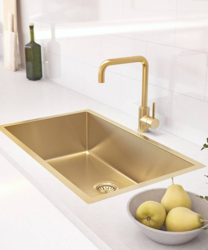 Lavello singolo 750 mm - ottone spazzolato - Hiba - small
