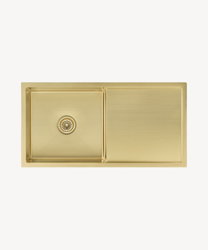 Lavello da cucina singolo 880 mm - ottone spazzolato - Limba