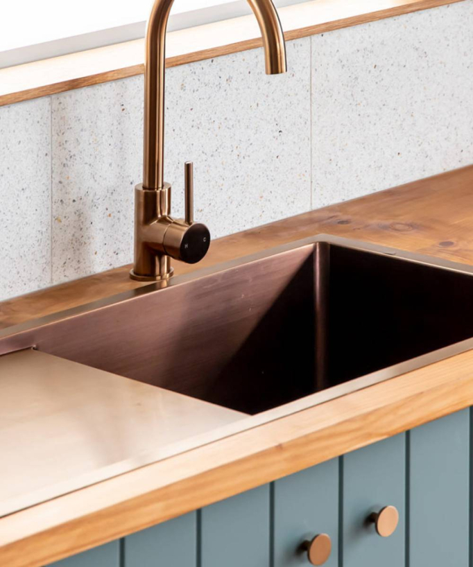 Lavello da cucina singolo 880 mm - rame spazzolato - Limba - small