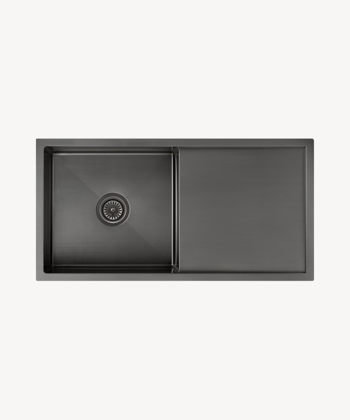 Lavello da cucina singolo 880 mm - gunmetal spazzolato - Limba