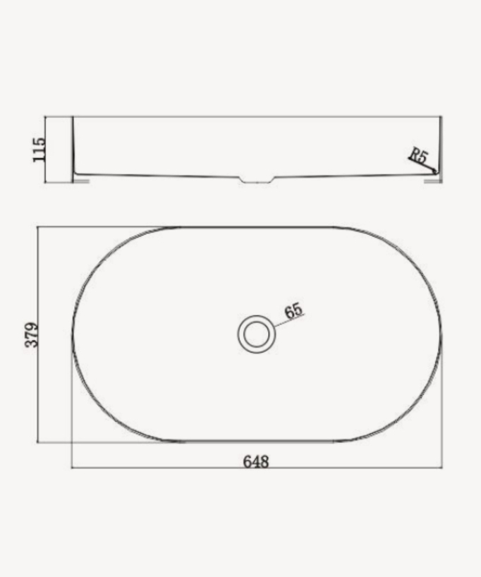 Lavabo ovale da appoggio nero in acciaio inox