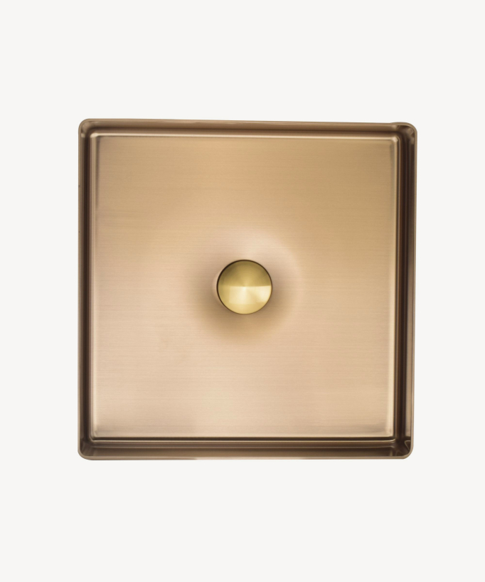 Lavabo quadrato da appoggio in acciaio inox, oro spazzolato, 40x40 cm