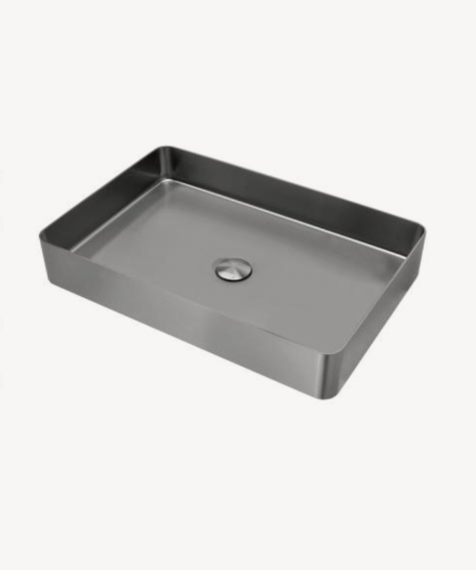 Lavabo rettangolare in acciaio inox 304, gunmetal - small