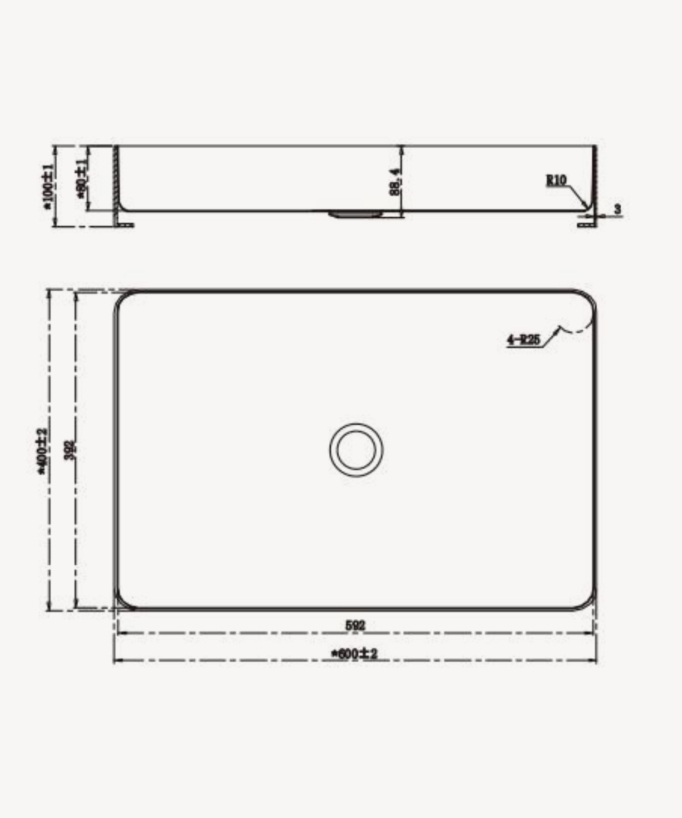 Lavabo rettangolare in acciaio inox 304, gunmetal