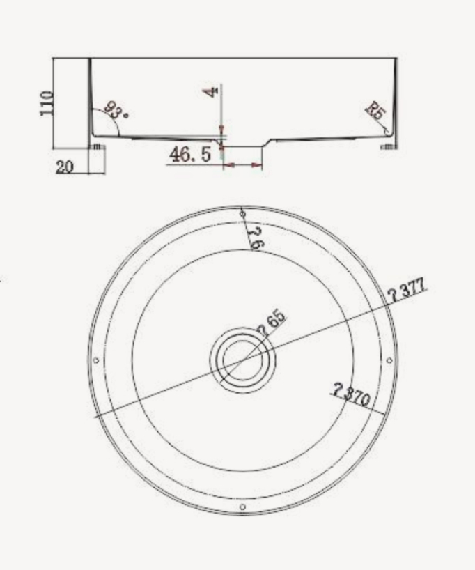 Lavabo rotondo da appoggio per bagno, in acciaio inox con finitura oro spazzolato PVD