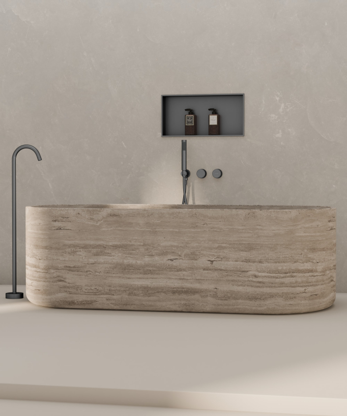 Nicchia doccia a parete in acciaio inox - gun metal