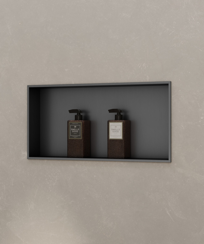 Nicchia doccia a parete in acciaio inox - gun metal