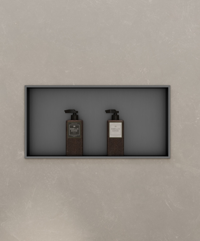 Nicchia doccia a parete in acciaio inox - gun metal
