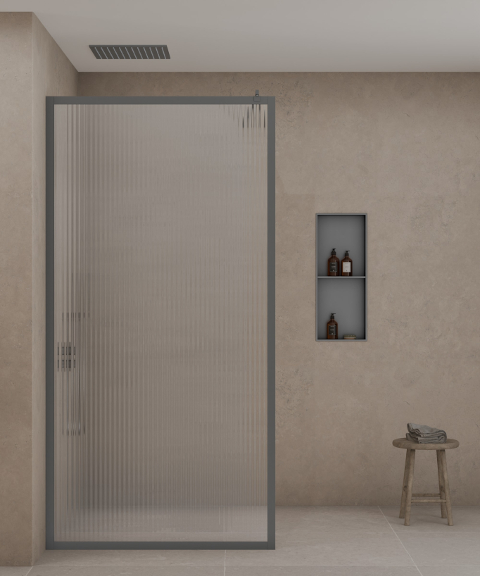 Nicchia doccia in acciaio inox 2 scomparti - gun metal