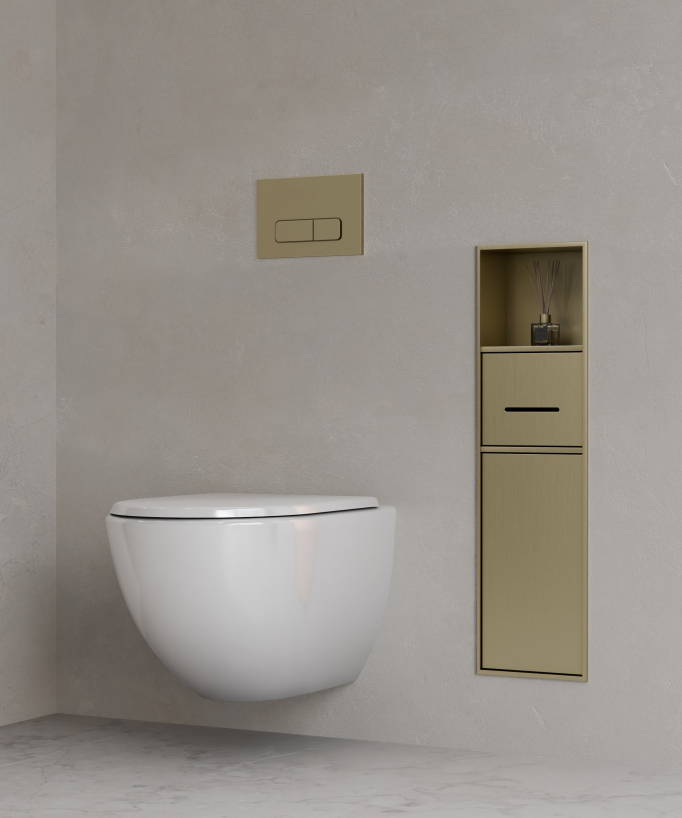 Nicchia toilette incasso con scomparti - Dorato spazzolato