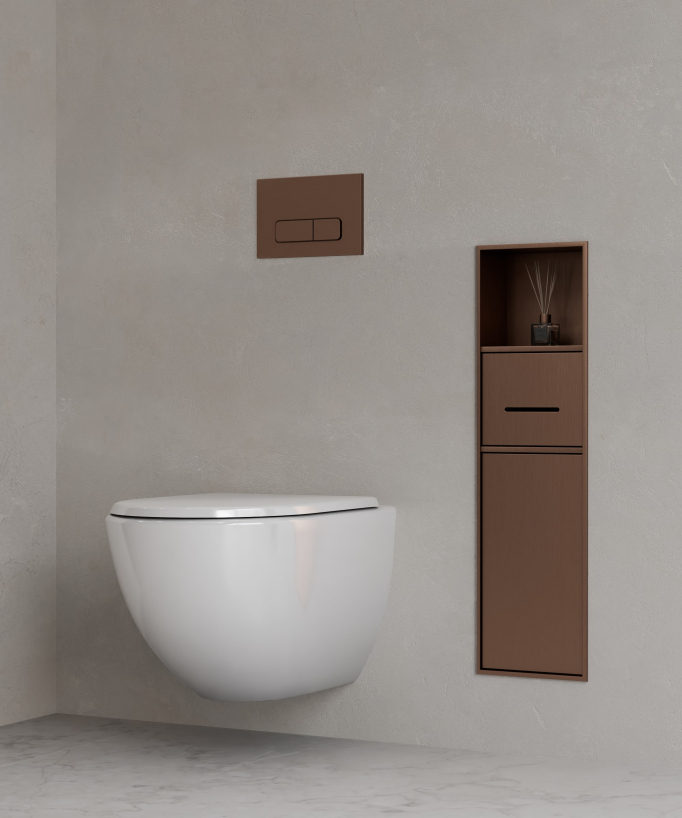 Nicchia toilette incasso con scomparti - Oro rosa spazzolato