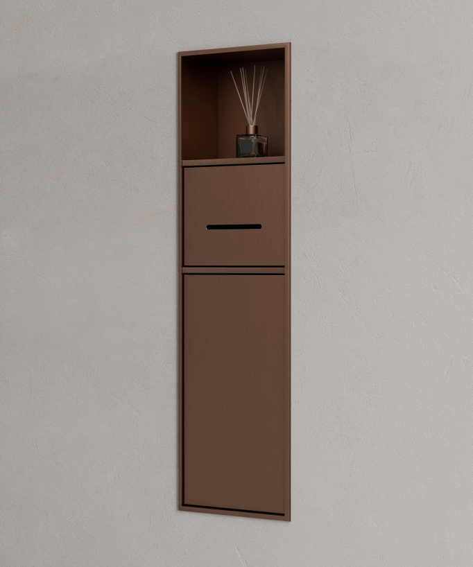 Nicchia toilette incasso con scomparti - Oro rosa spazzolato