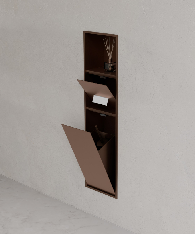 Nicchia toilette incasso con scomparti - Oro rosa spazzolato