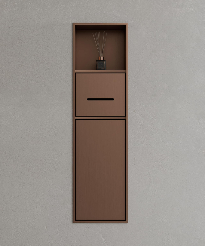 Nicchia toilette incasso con scomparti - Oro rosa spazzolato
