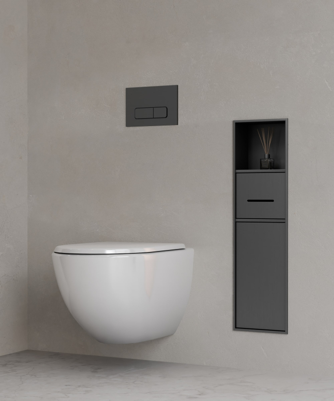 Nicchia toilette incasso con scomparti - Gun metal