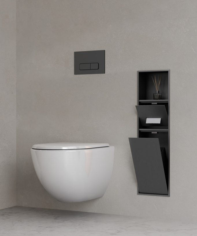 Nicchia toilette incasso con scomparti - Gun metal