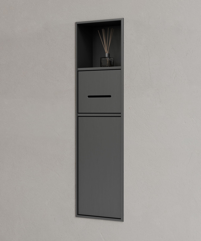 Nicchia toilette incasso con scomparti - Gun metal