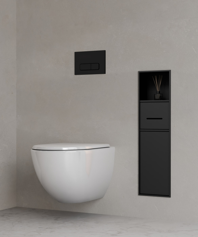Nicchia toilette incasso con scomparti - Nero