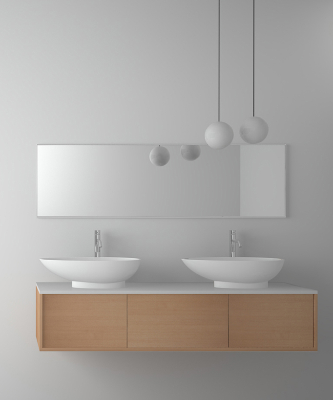 Lavabo ovale da appoggio in solid surface Bianco opaco - Kananga - small