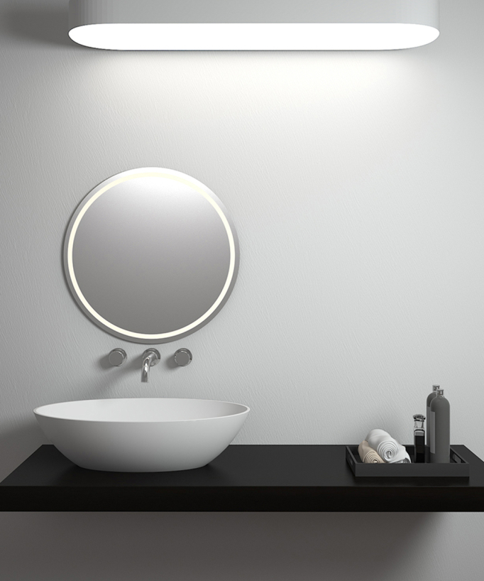 Lavabo ovale da appoggio in solid surface Bianco opaco - Dolisie - small