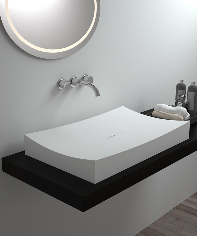 Lavabo rettangolare da appoggio in solid surface Bianco opaco - Owando