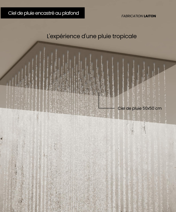 Sistema doccia termostatico a soffitto - Gun métal