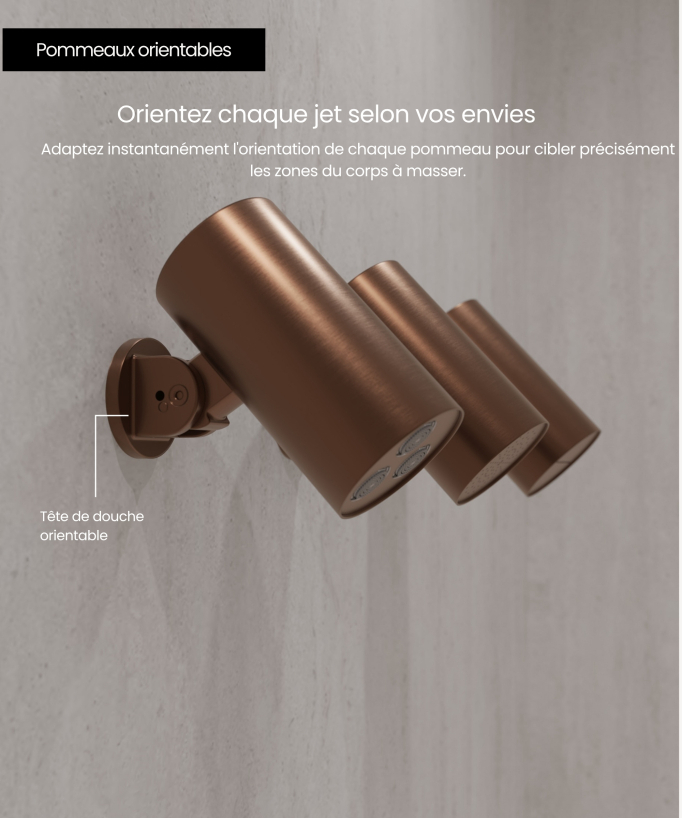Set miscelatore termostatico multi-spray con soffione orientabile - Corbeau