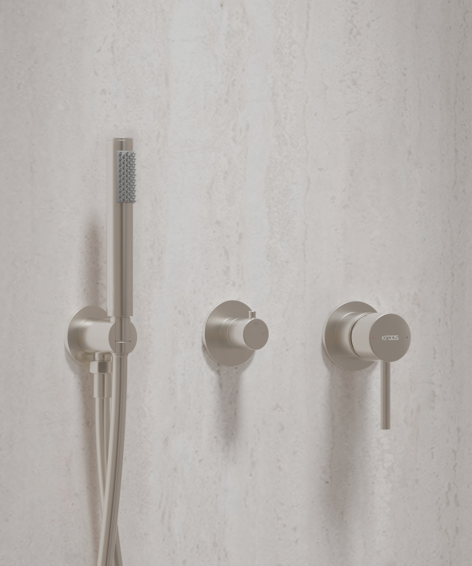 Kit doccia con soffione circolare Nickel spazzolato - Corbeau