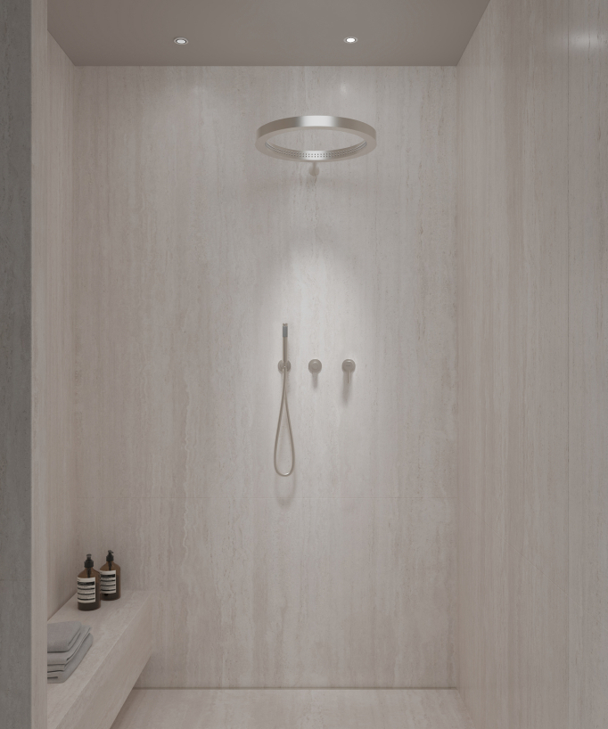 Kit doccia con soffione circolare Nickel spazzolato - Corbeau