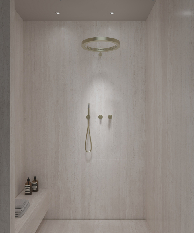 Kit doccia con soffione circolare Oro spazzolato - Corbeau