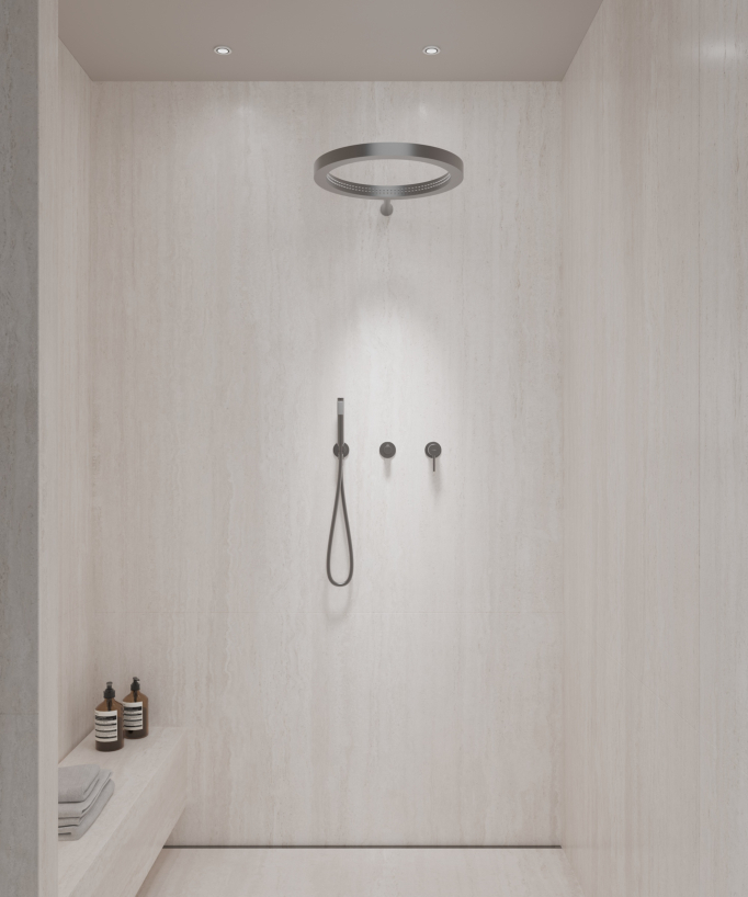 Kit doccia con soffione pioggia circolare - Corbeau