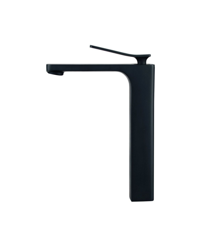 Rubinetto lavabo nero opaco monoforo stile minimal