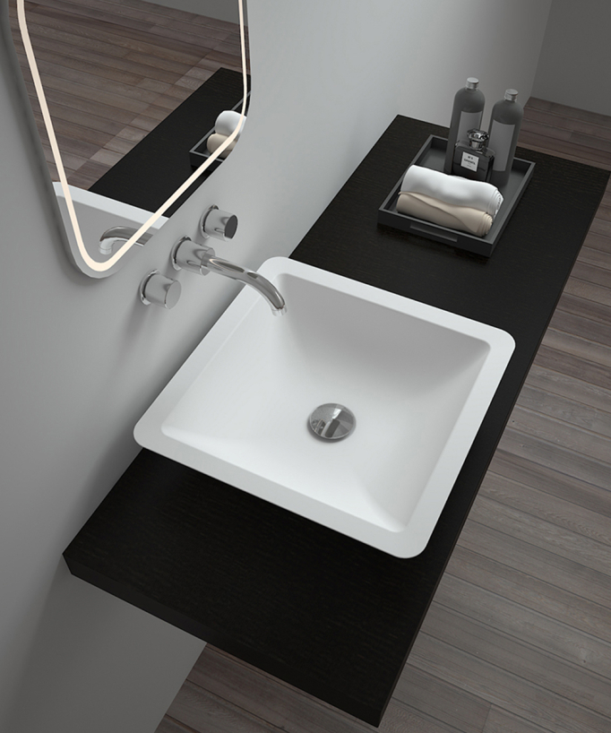Lavabo da appoggio in solid surface Bianco opaco - Isiro