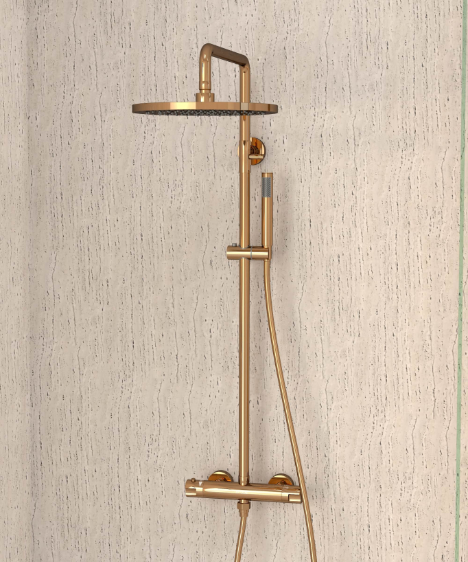 Colonna doccia termostatica rotonda Oro rosa - Corbeau - small