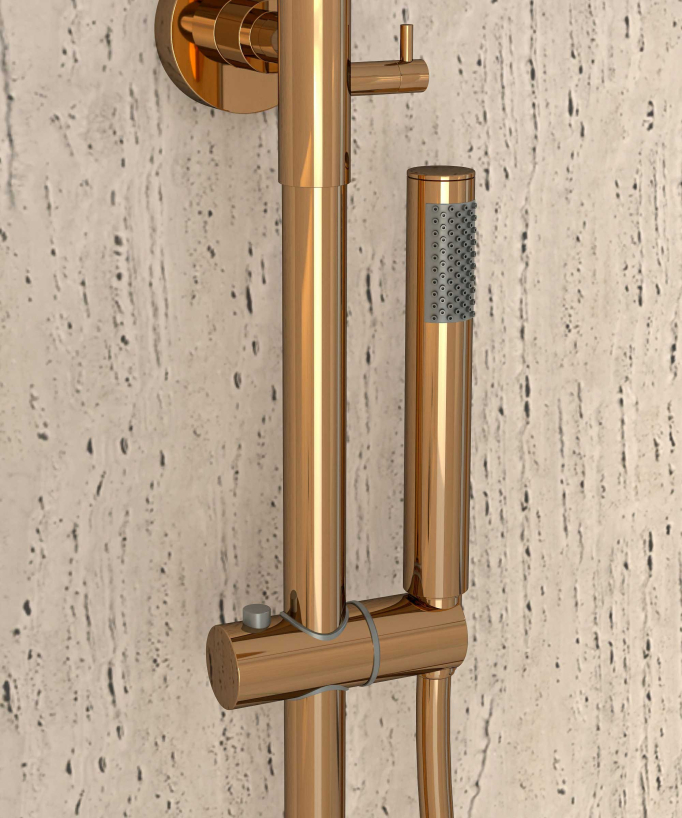 Colonna doccia termostatica rotonda Oro rosa - Corbeau