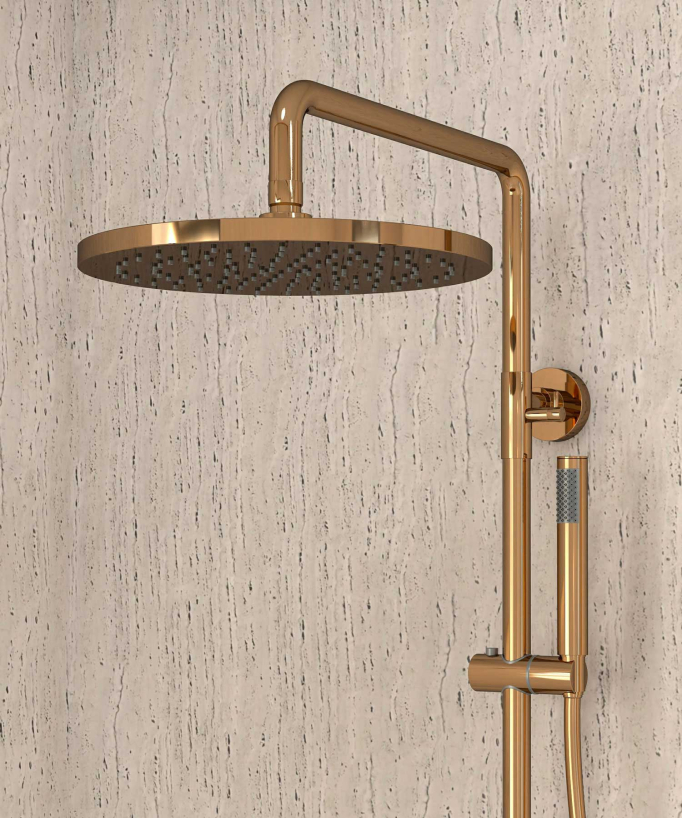 Colonna doccia termostatica rotonda Oro rosa - Corbeau
