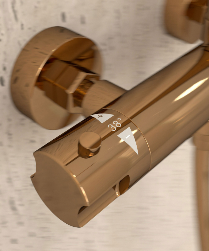 Colonna doccia termostatica rotonda Oro rosa - Corbeau