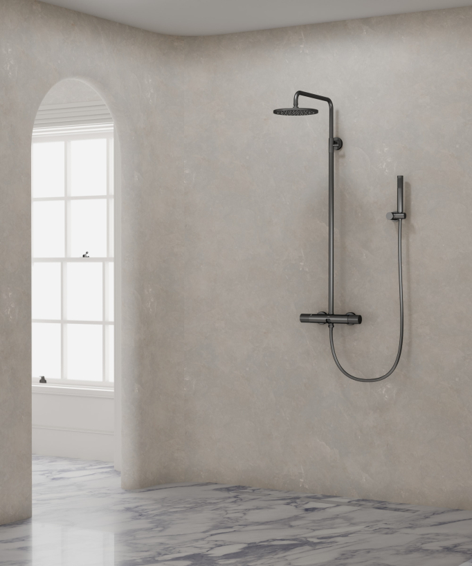 Colonna doccia da parete con miscelatore Gun metal - Leros
