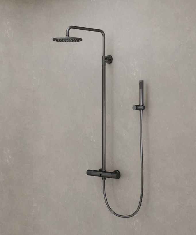 Colonna doccia da parete con miscelatore Gun metal - Leros