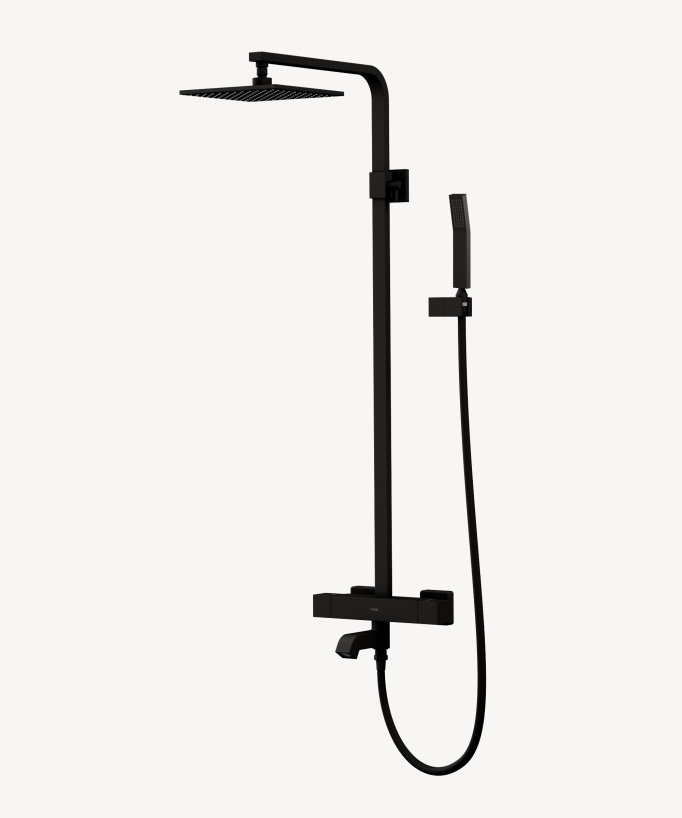 Colonna termostatica per doccia e vasca, quadrata Nero - Grosa - small