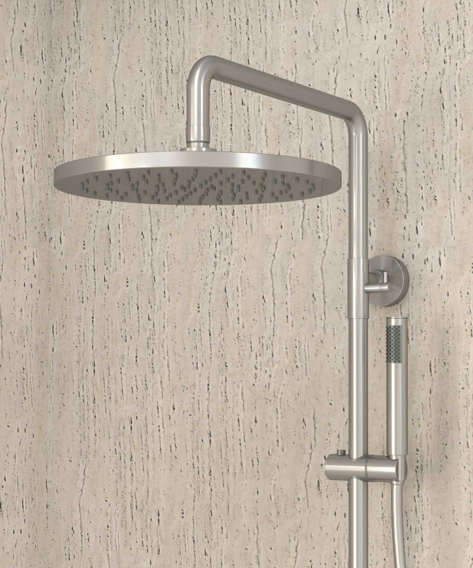 Colonna doccia termostatica rotonda Nichel spazzolato - Corbeau