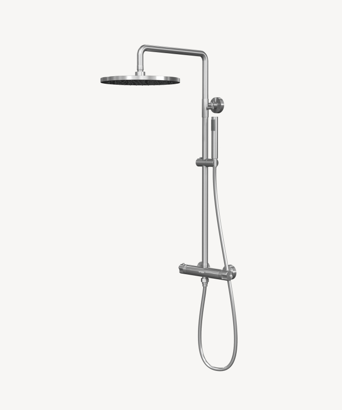 Colonna doccia termostatica rotonda Nichel spazzolato - Corbeau