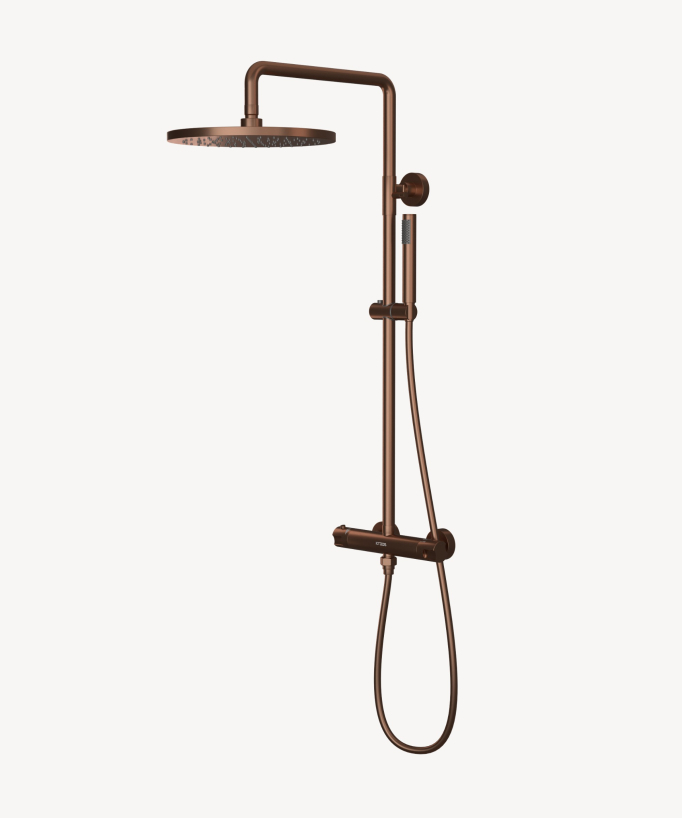 Colonna doccia termostatica rotonda Oro rosa spazzolato - Corbeau