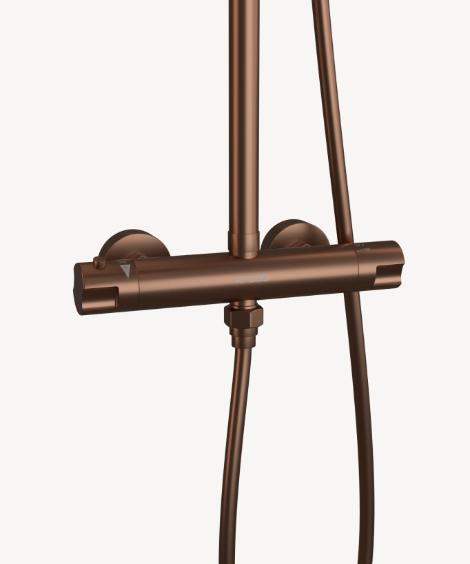 Colonna doccia termostatica rotonda Oro rosa spazzolato - Corbeau